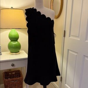 Victoria Beckham for Target Black Scalloped One-Shoulder Dress